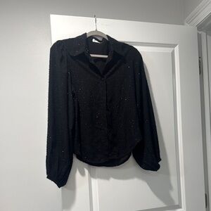 Q2 Black Textured Women's Blouse